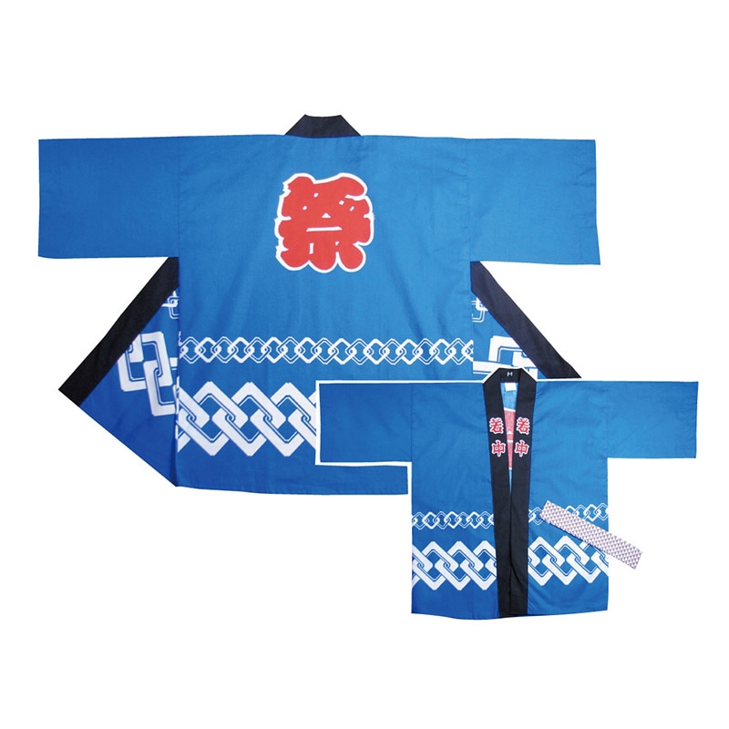 P・O・Pプロダクツ 祭ハッピ 天竺 M 青 No.3758 1枚(ご注文単位1枚)【直送品】