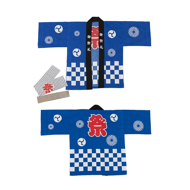 P・O・Pプロダクツ ハッピ 祭市松 LL 25999 青 TK-B 1枚(ご注文単位1枚)【直送品】