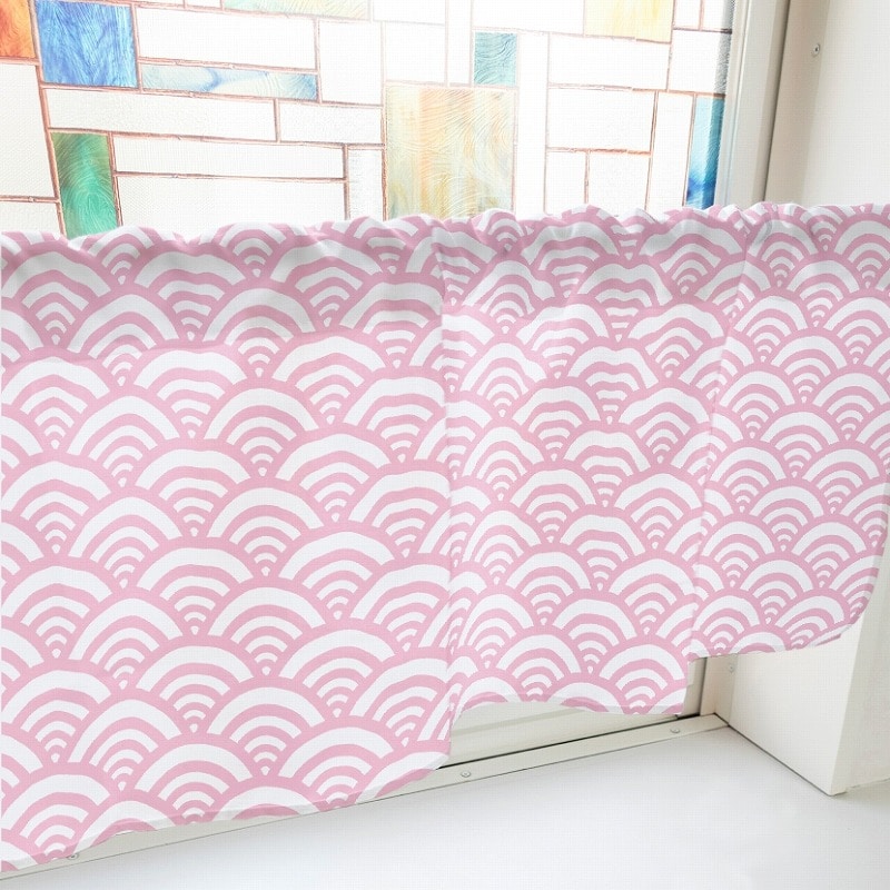 P・O・Pプロダクツ カフェカーテン W1000 40845 青海波 ピンク 1枚(ご注文単位1枚)【直送品】