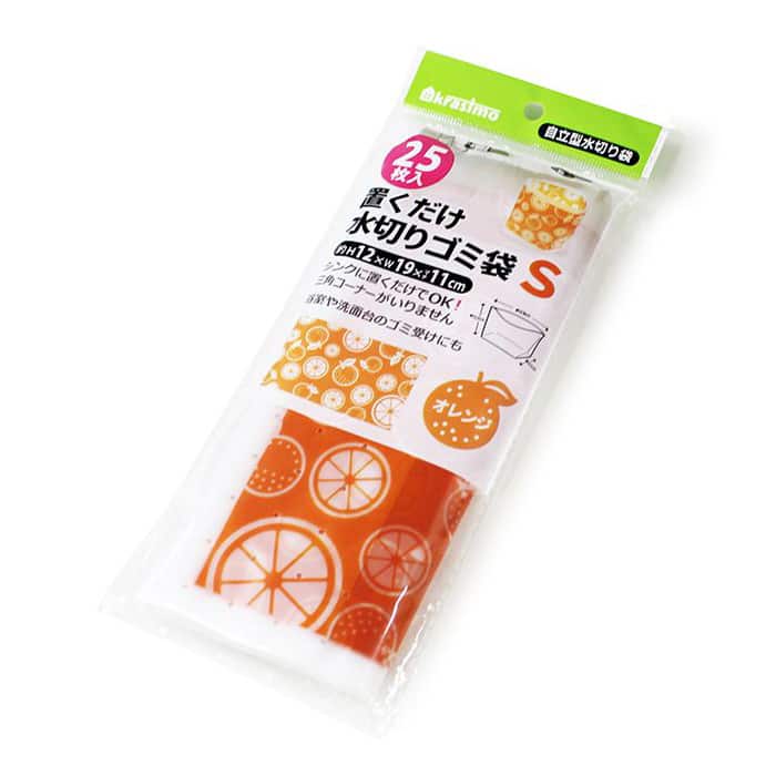 ジャパンプレミアム 置くだけ水切り袋 S 25枚入 オレンジ 95842401 1袋(ご注文単位10袋)【直送品】