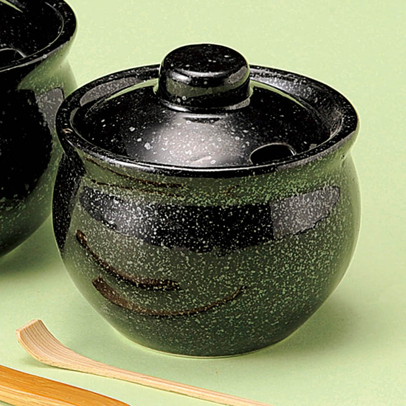 山万 35105-230 黒薬味壷(小) 1個（ご注文単位1個）【直送品】