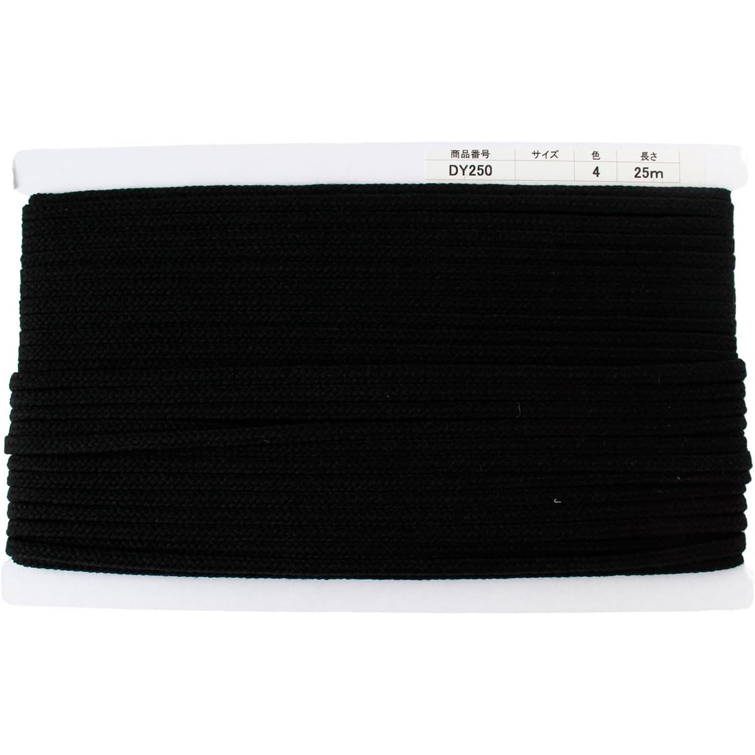 日本紐釦貿易 アクリルコード 約φ6mm×25m 黒 DY250-4 （ご注文単位1巻）【直送品】