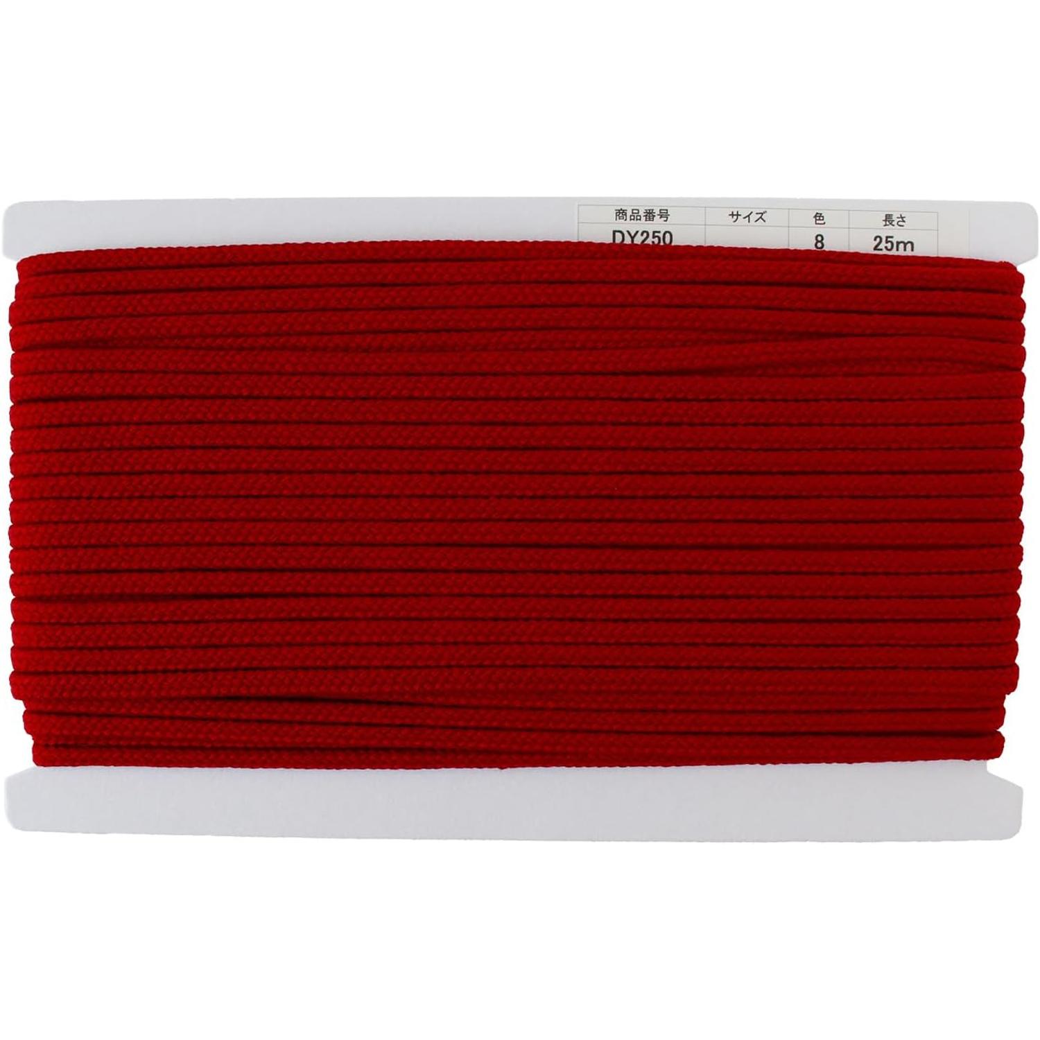 日本紐釦貿易 アクリルコード 約φ6mm×25m ワインレッド DY250-8 （ご注文単位1巻）【直送品】