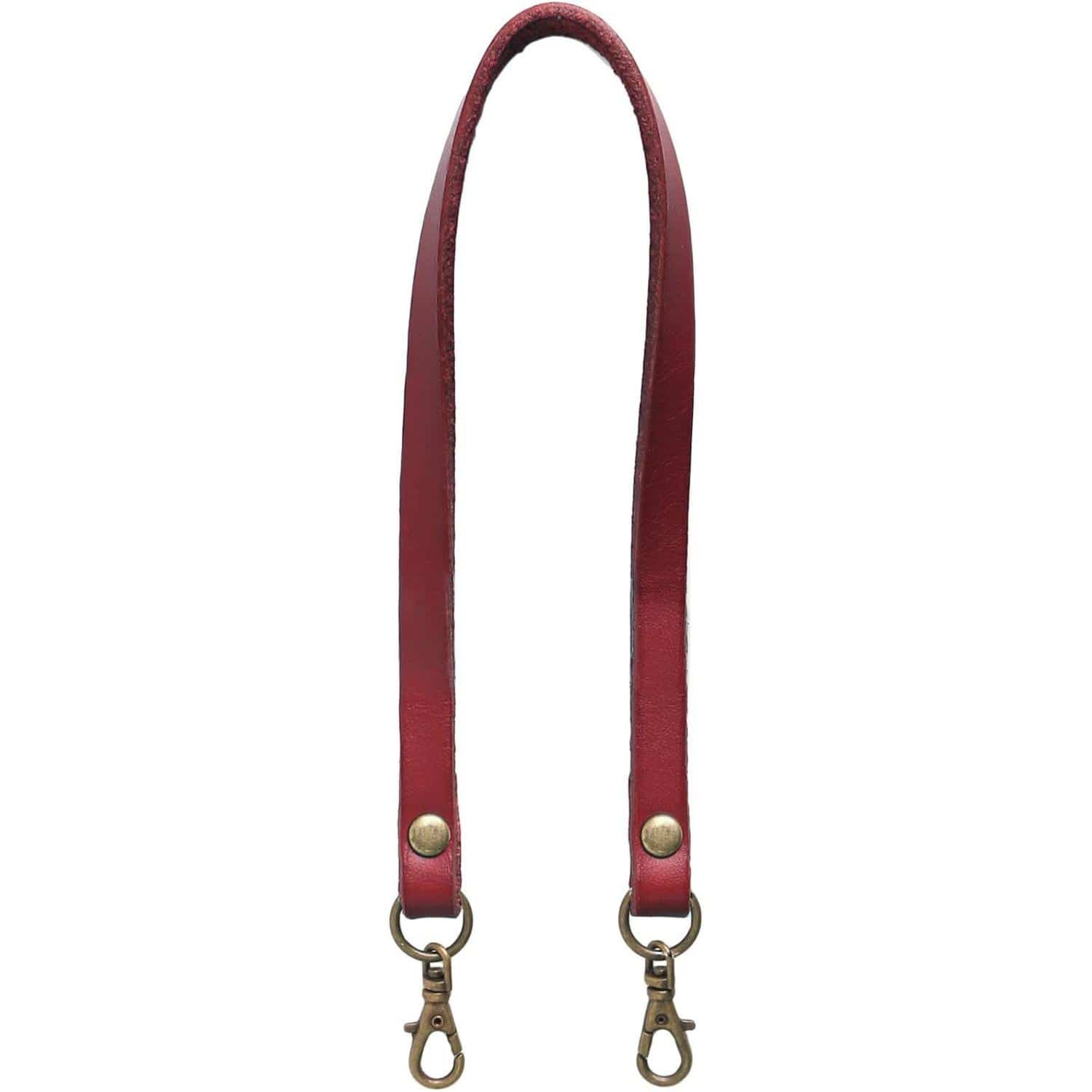 日本紐釦貿易 本革 口金用持ち手 1本手 アンティークゴールド W約8mm×H約33cm 赤 MAW18-R-AG （ご注文単位1本）【直送品】