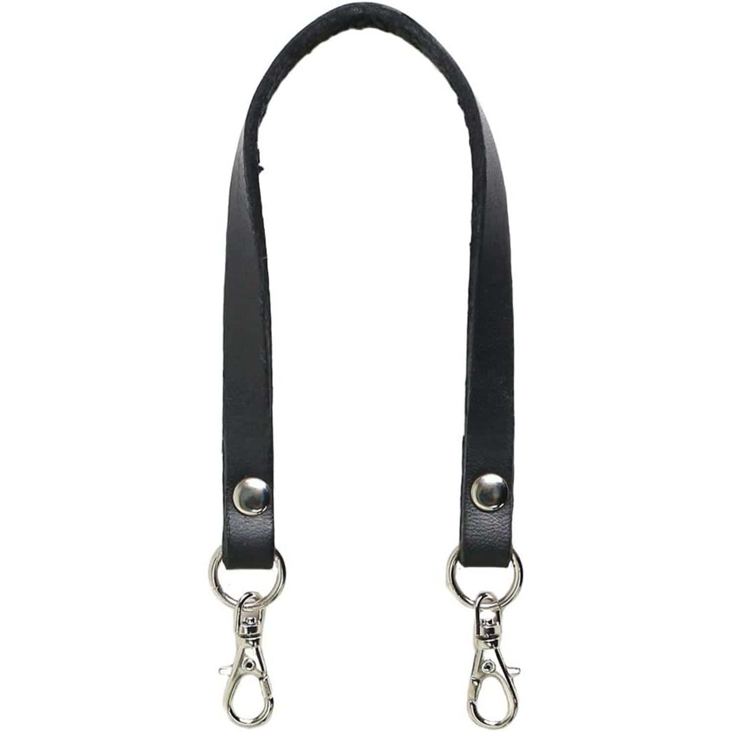日本紐釦貿易 本革 口金用持ち手 1本手 シルバー W約8mm×H約22cm 黒 MAW19-B-S （ご注文単位1本）【直送品】