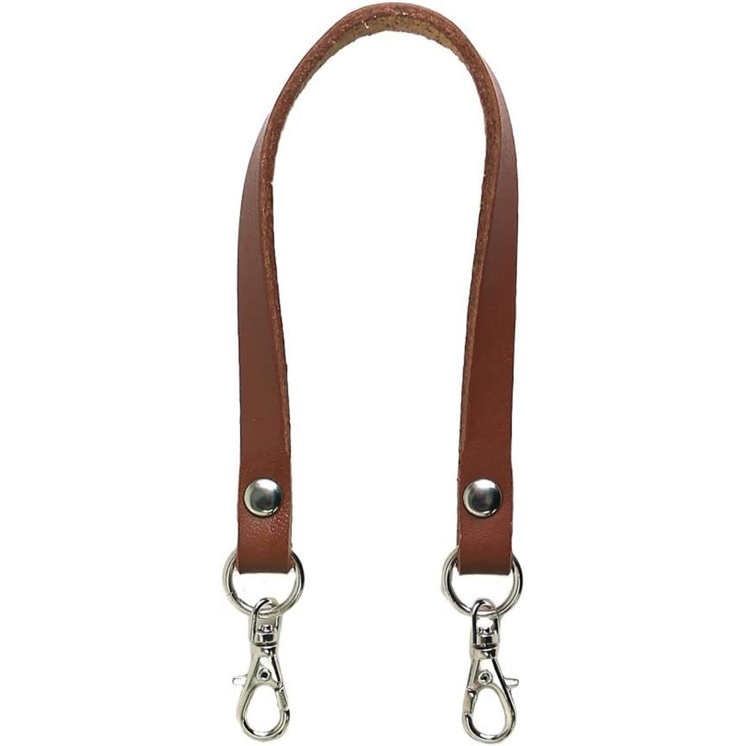日本紐釦貿易 本革 口金用持ち手 1本手 シルバー W約8mm×H約22cm 茶 MAW19-BR-S （ご注文単位1本）【直送品】