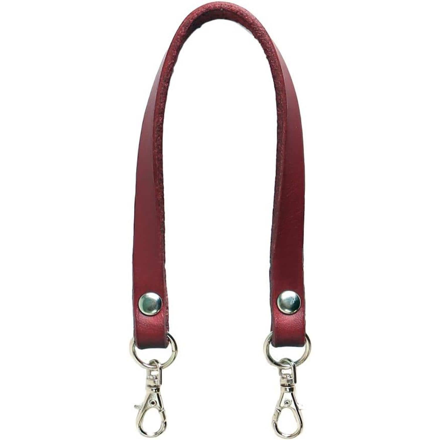 日本紐釦貿易 本革 口金用持ち手 1本手 シルバー W約8mm×H約22cm 赤 MAW19-R-S （ご注文単位1本）【直送品】