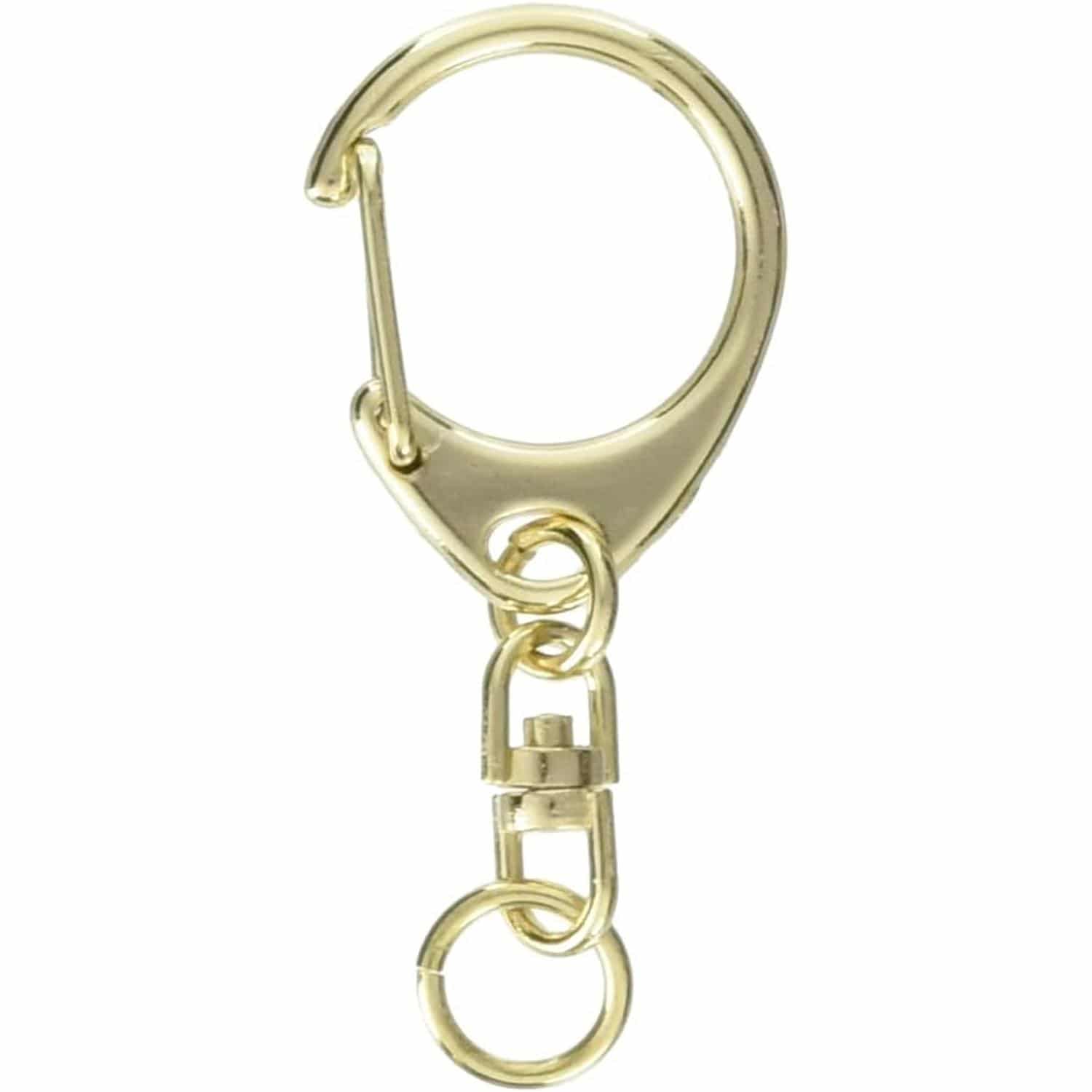 日本紐釦貿易 回転カン付きワンタッチキーホルダー金具 10個入り 全長5.5cm ゴールド KD9 （ご注文単位1束）【直送品】