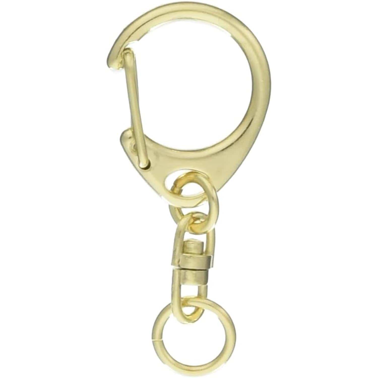 日本紐釦貿易 回転カン付きワンタッチキーホルダー金具 10個入り 全長4.5cm ゴールド KD11 （ご注文単位1束）【直送品】