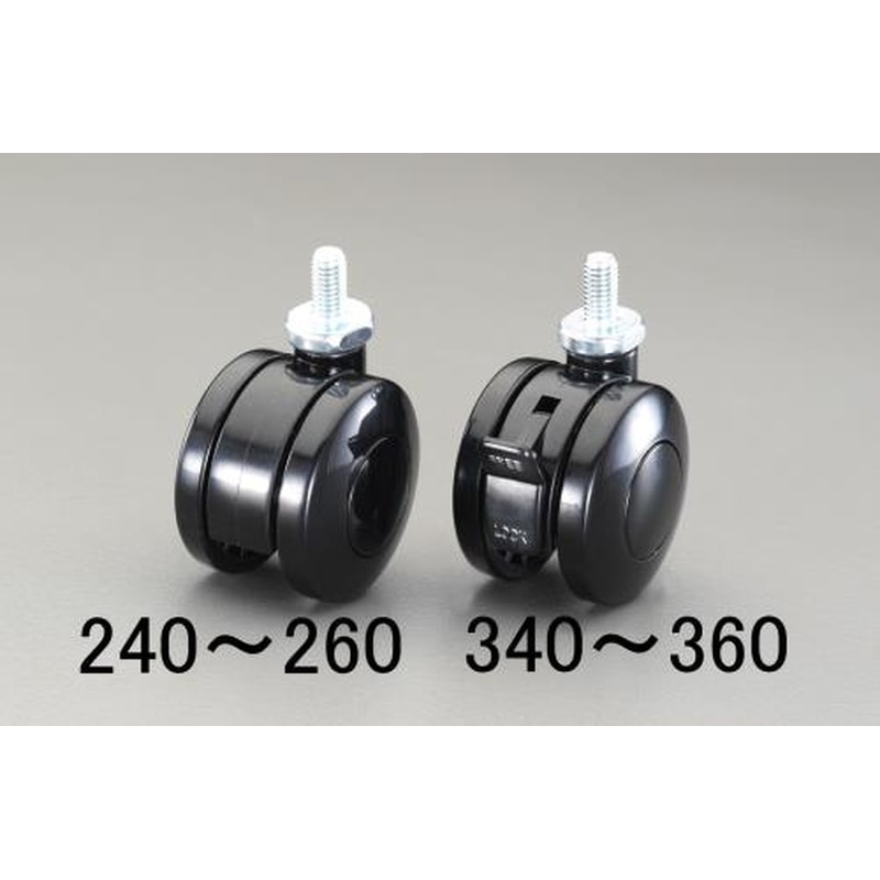 エスコ EA986TA-360 60mmキャスター(ツインホイール・M8ネジ・ブレーキ付) 1個（ご注文単位1個）【直送品】