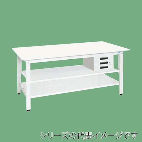 サカエ 軽量作業台 KHタイプ 中棚中板キャビネット3段付 パールホワイト KH-39CVPWT2 1台(ご注文単位1台)【直送品】