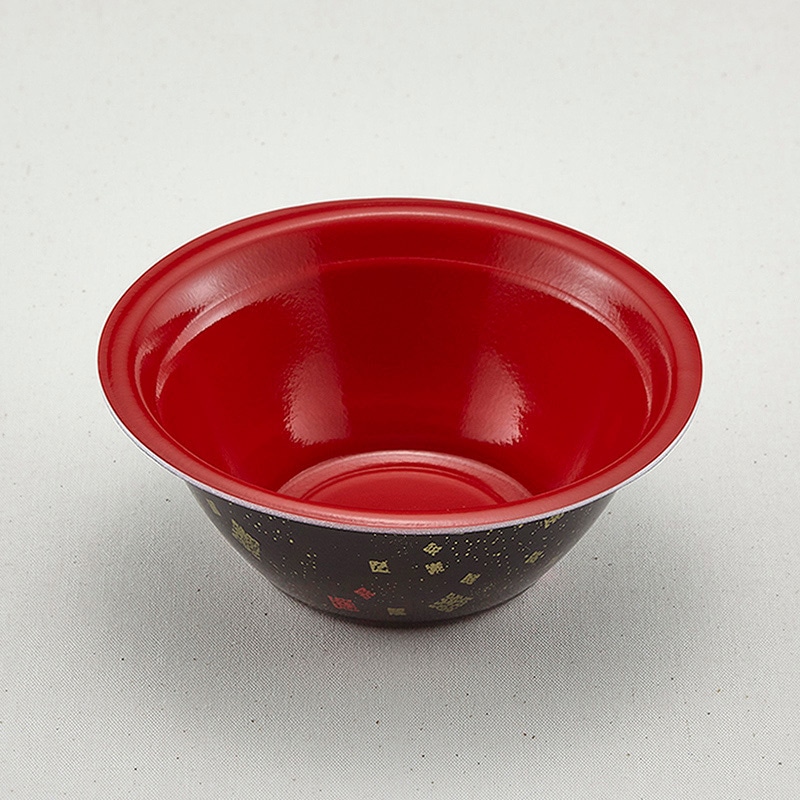 青葉紙業 麺容器 ラーメン 本体 小 耐熱黒まきえ内赤 221320 50個/袋（ご注文単位12袋）【直送品】