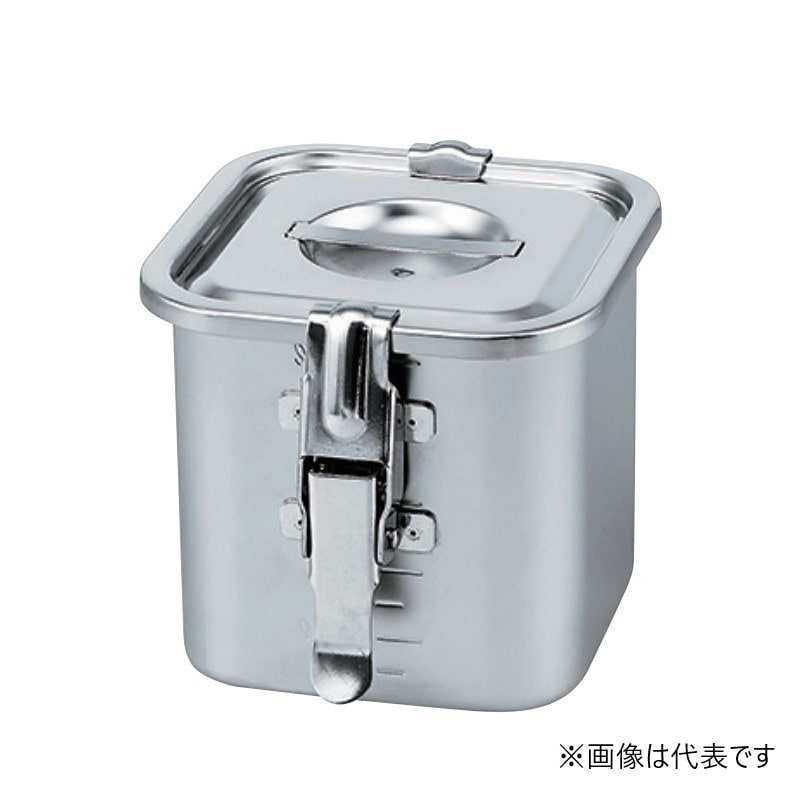 スギコ産業 18-8 目盛付 角キッチンポット フタ付 手無 パッキン・フック付 12cm SA1619-SH-4212D-PF 1個（ご注文単位1個）【直送品】