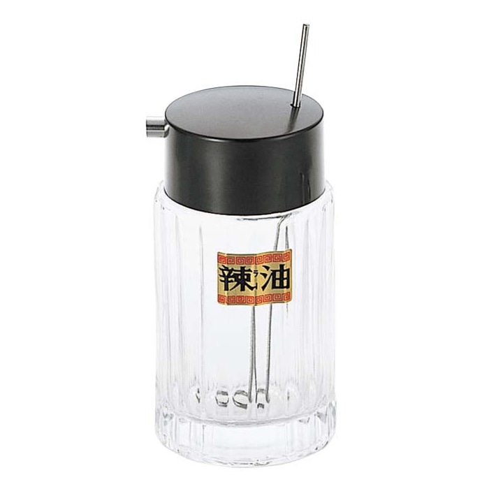 マドラー付ラー油入れ #785 ガラス 1個(ご注文単位1個)【直送品】