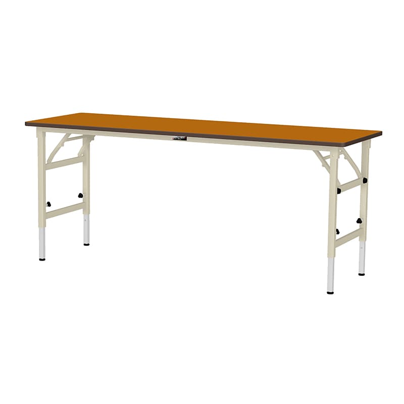 山金工業 ワークテーブル 折りタタミ高さ調整タイプ ポリエステル天板20mm 木目柄 1800×600×600~900 1台(ご注文単位1台)【直送品】