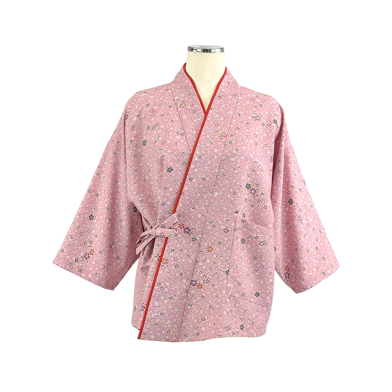 サーヴォ レディース 茶衣着 透かし文様に花柄 M ピンク OD246 1枚(ご注文単位1枚)【直送品】