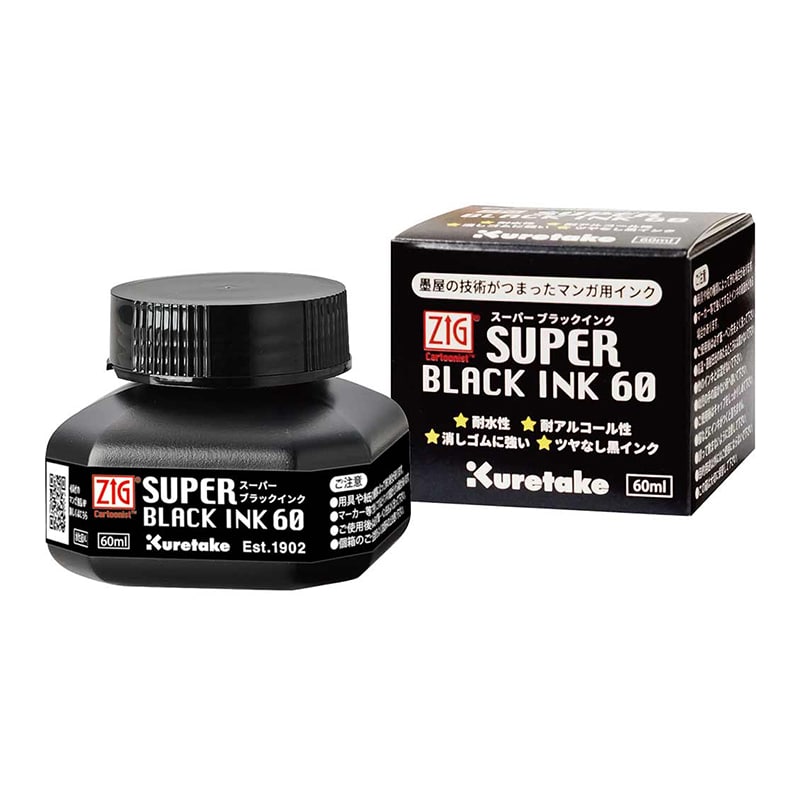 呉竹 カラーインク ZIG CARTOOONIST SUPER BLACK INK 60ml CNCE105-6 1本(ご注文単位1本)【直送品】