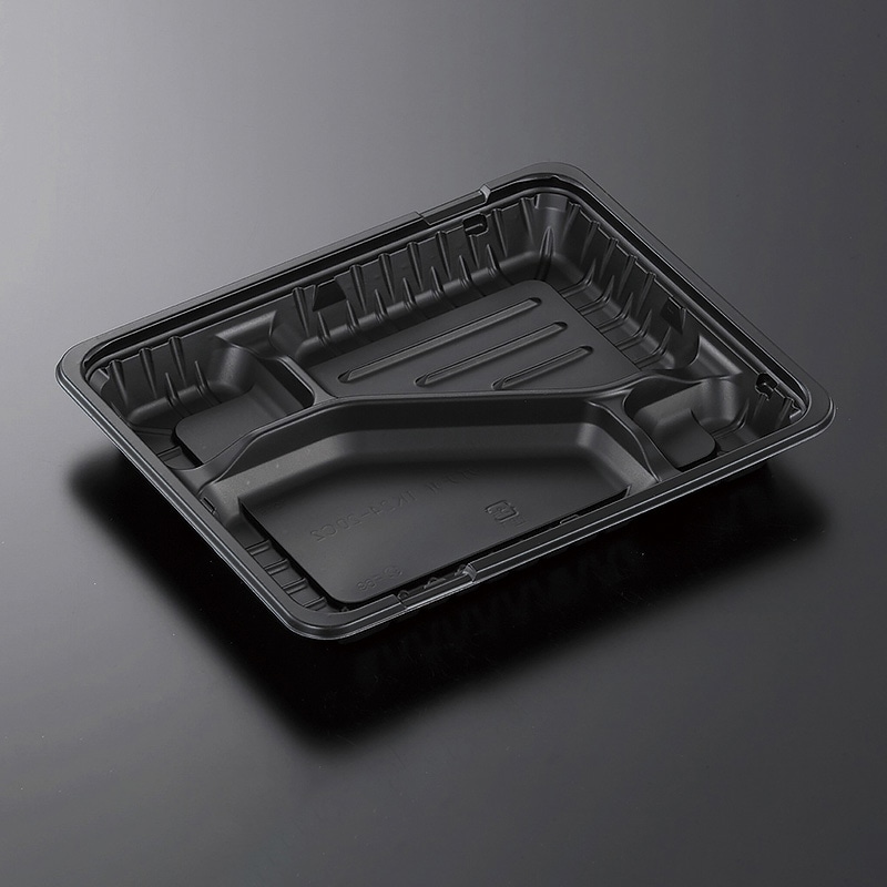 中央化学 幕の内・弁当容器 CTガチ弁L IK24-20C2 BK 本体 黒 50枚/袋