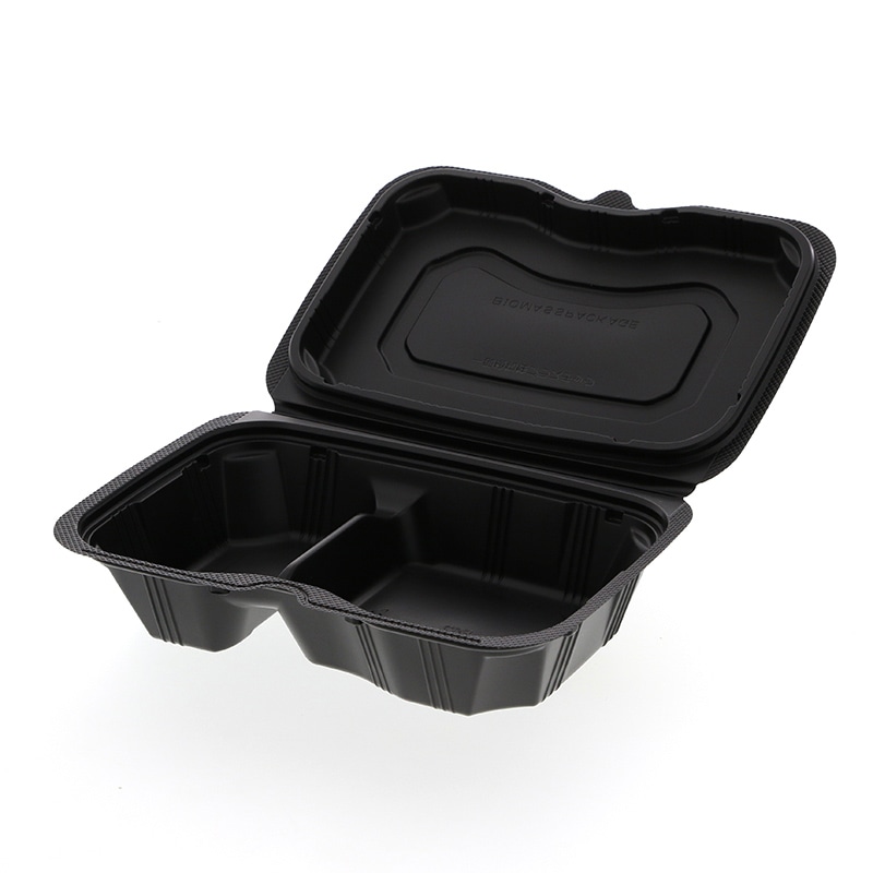 リスパック 弁当容器 バイオデリカシェルBOX 60-1 黒 25枚/袋
