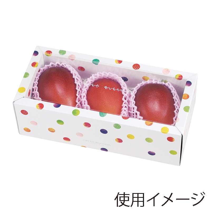 ヤマニパッケージ ギフト箱　みどりのめぐ実 3P　ホワイト L-2324 10枚/束（ご注文単位10束）【直送品】