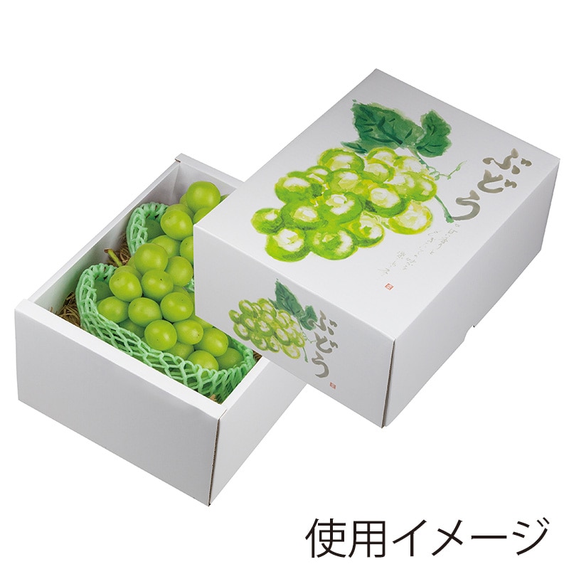 ヤマニパッケージ ぶどう箱　もぎたてのぶどう グリーン L-2501　10枚/束（ご注文単位4束）【直送品】