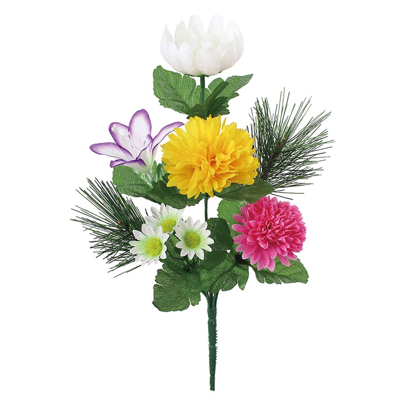 ポピー 造花　正月仏花ブッシュ S FP-1019-MIX 1本（ご注文単位24本）【直送品】