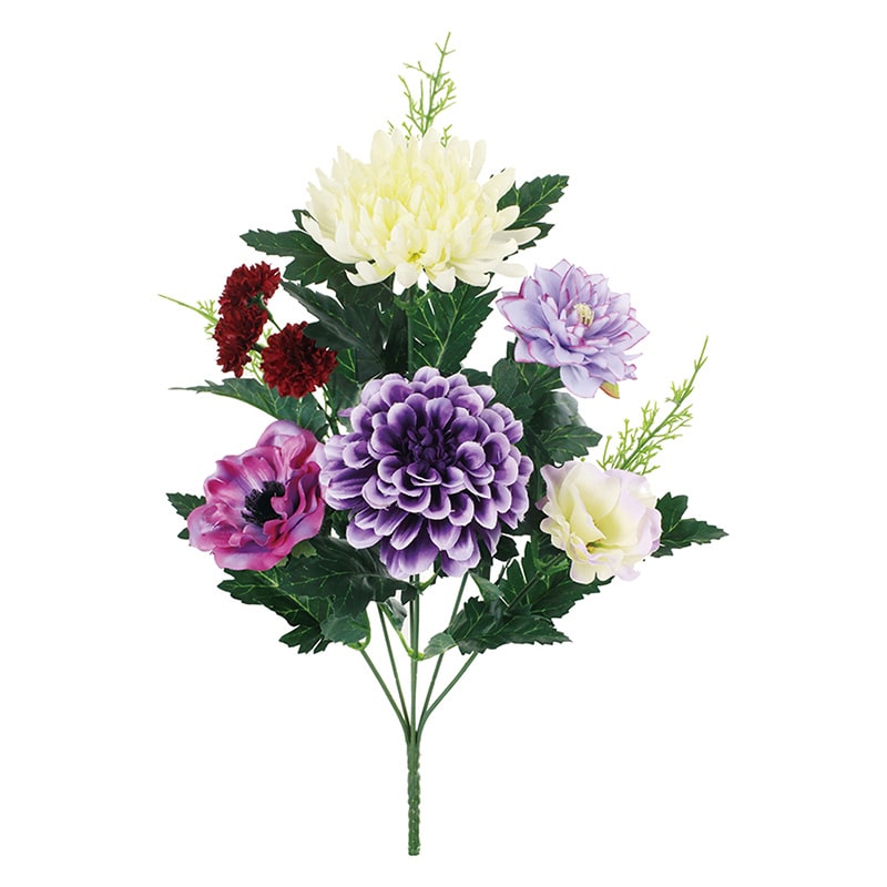 ポピー 造花　洋花カラー仏花ブッシュ L　パープル FP-1028-PU 1本（ご注文単位8本）【直送品】
