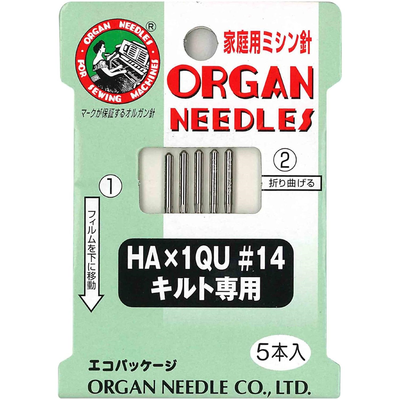 オルガン針 ORGAN NEEDLES 家庭用ミシン針 HA×1QU #14 キルト地用 1枚(ご注文単位1枚)【直送品】