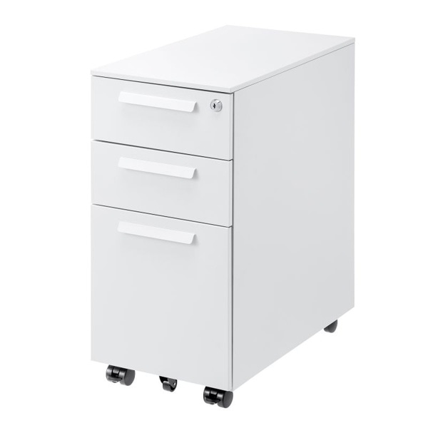 サンワサプライ キャビネット 3段 ホワイト SNW-107W 1個（ご注文単位1個）【直送品】