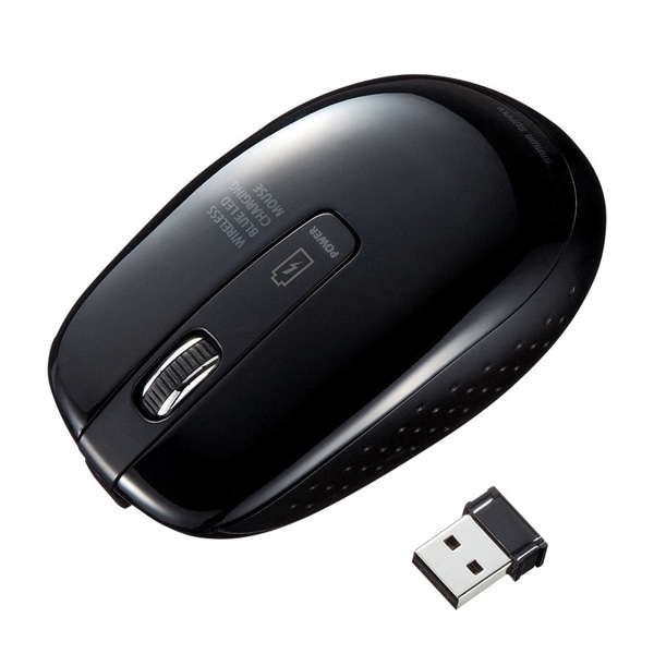 サンワサプライ ワイヤレス ブルーLEDマウス 充電式 ブラック MA-WBL118BK 1個(ご注文単位1個)【直送品】