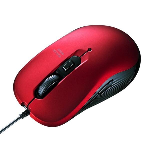 サンワサプライ 有線ブルーLEDマウス レッド MA-BL114R 1個(ご注文単位1個)【直送品】