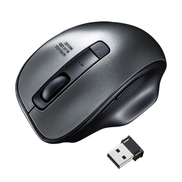 サンワサプライ ワイヤレス ブルーLEDマウス ガンメタ MA-WBL134GM 1個(ご注文単位1個)【直送品】