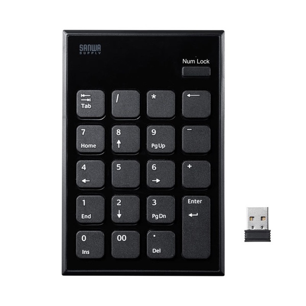 サンワサプライ ワイヤレスUSBテンキー ブラック NT-WL21BK 1個(ご注文単位1個)【直送品】