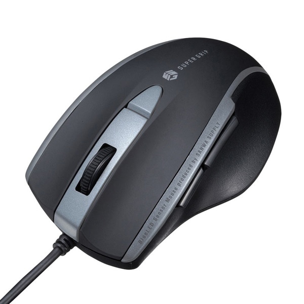 サンワサプライ 静音 有線ブルーLEDマウス 5ボタン ブラック MA-BL168BK 1個(ご注文単位1個)【直送品】