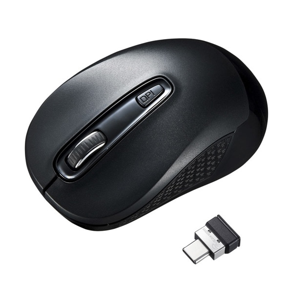 サンワサプライ ワイヤレス Type-C ブルーLEDマウス ブラック MA-WBLC41BK 1個(ご注文単位1個)【直送品】