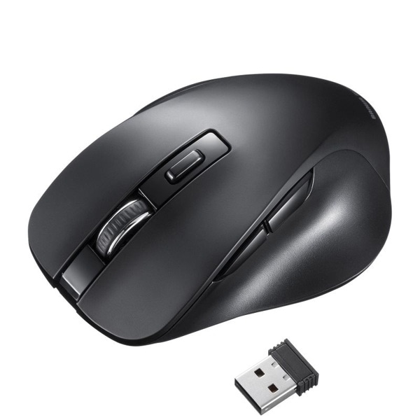 サンワサプライ ワイヤレス ブルーLEDマウス 5ボタン ブラック MA-WB518BK 1個（ご注文単位1個）【直送品】