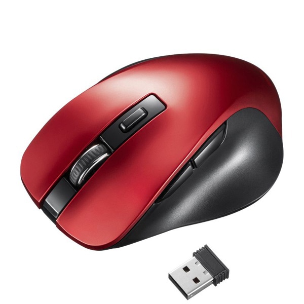 サンワサプライ ワイヤレス ブルーLEDマウス 5ボタン レッド MA-WB518R 1個（ご注文単位1個）【直送品】