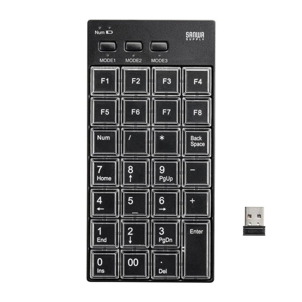 サンワサプライ プログラマブルテンキー 2.4Gモデル NT-WL26BK 1個（ご注文単位1個）【直送品】