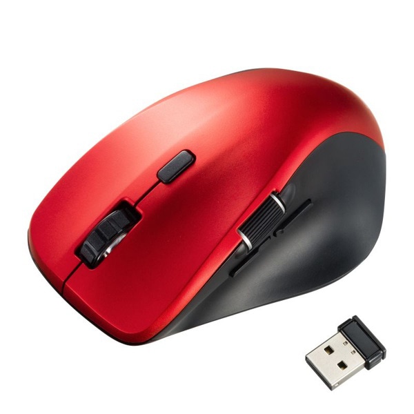 サンワサプライ 静音 ワイヤレスマウス サイドホイール付き 5ボタン レッド MA-WBS524R 1個（ご注文単位1個）【直送品】