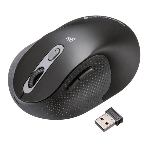 サンワサプライ 静音 ワイヤレスエルゴノミクスコンボマウス ブラック MA-EWBBS528LBK 1個（ご注文単位1個）【直送品】