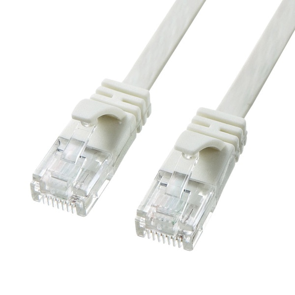 サンワサプライ フラットLANケーブル カテゴリ6A 1m ホワイト KB-FL6A-01W 1個（ご注文単位1個）【直送品】