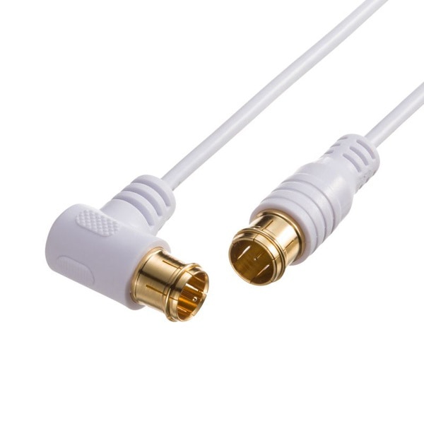 サンワサプライ ごく細アンテナケーブル 片側L字 2m KM-AT26-20W 1個（ご注文単位1個）【直送品】