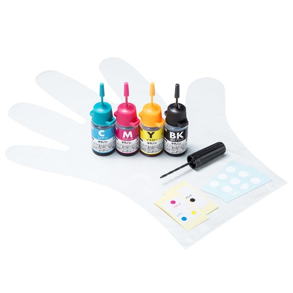 サンワサプライ 詰め替えインク キャノン 工具付き 4色 複数色一体型カートリッジ用 INK-CM4S10S 1個（ご注文単位1個）【直送品】