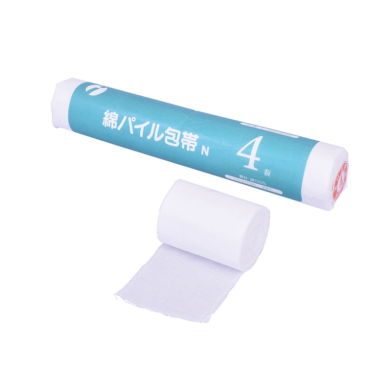 綿パイル包帯N 耳付 4裂 003-30240 7.5cm×9m 4 1個(ご注文単位1個)【直送品】