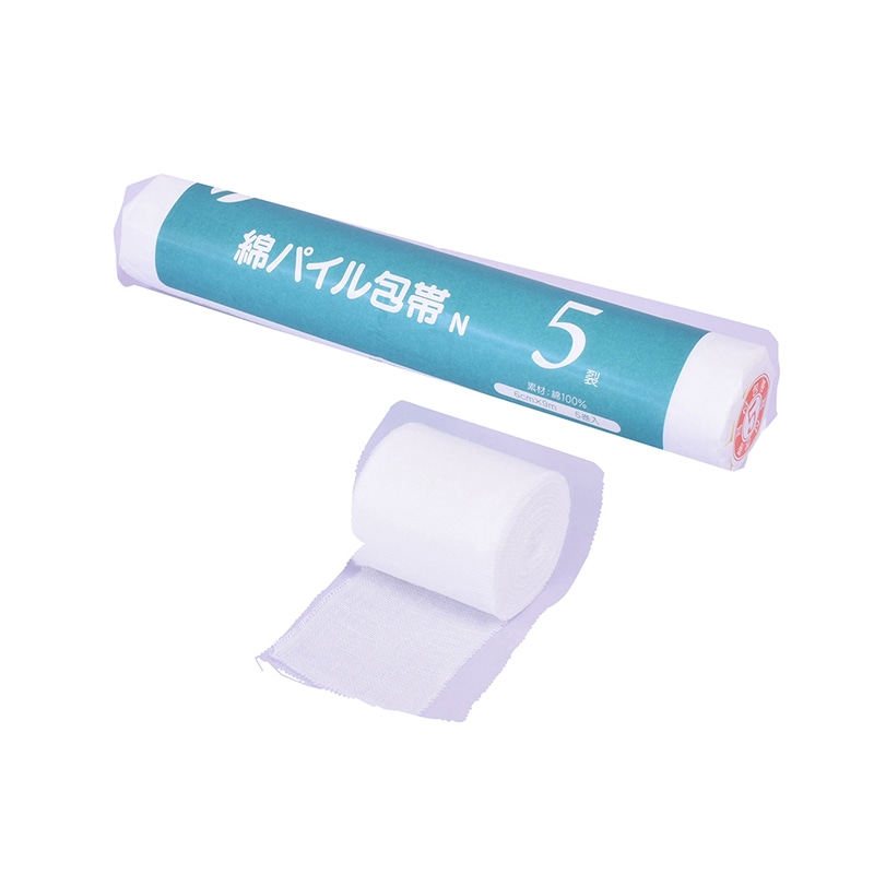 綿パイル包帯N 耳付 5裂 003-30241 6cm×9m 5巻 1個(ご注文単位1個)【直送品】