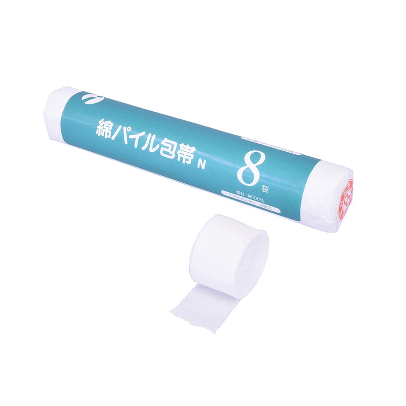 綿パイル包帯N 耳付 8裂 003-30243 3.7cm×9m 8 1個(ご注文単位1個)【直送品】