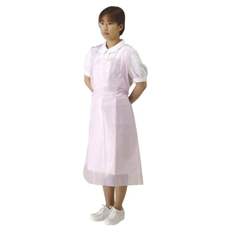 プラスチックエプロン　ピンク 004-41390　100枚入  1個（ご注文単位8個）【直送品】