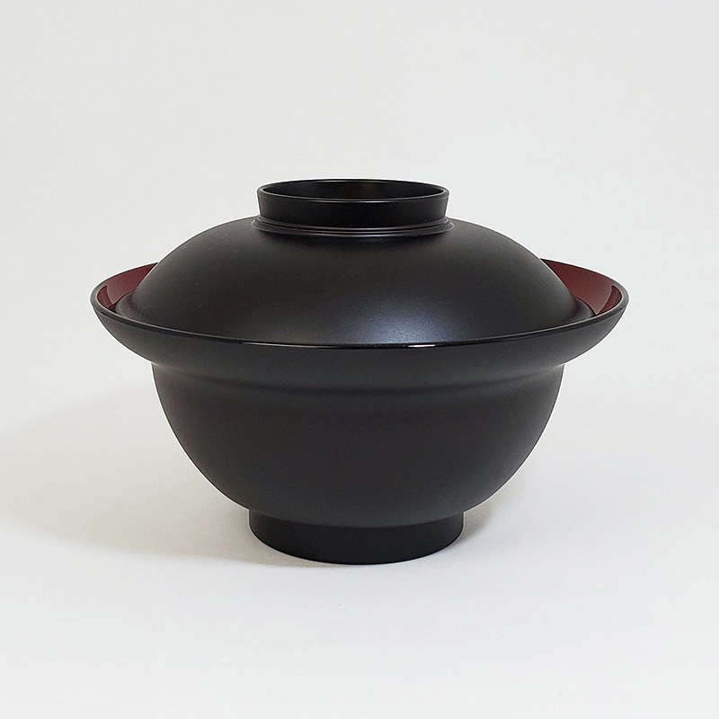 三義漆器店 樹脂容器 蓋付天盛丼 2分艶溜 1個(ご注文単位5個)【直送品】